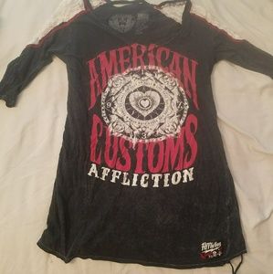 Affliction 3/4 lace sleeve top